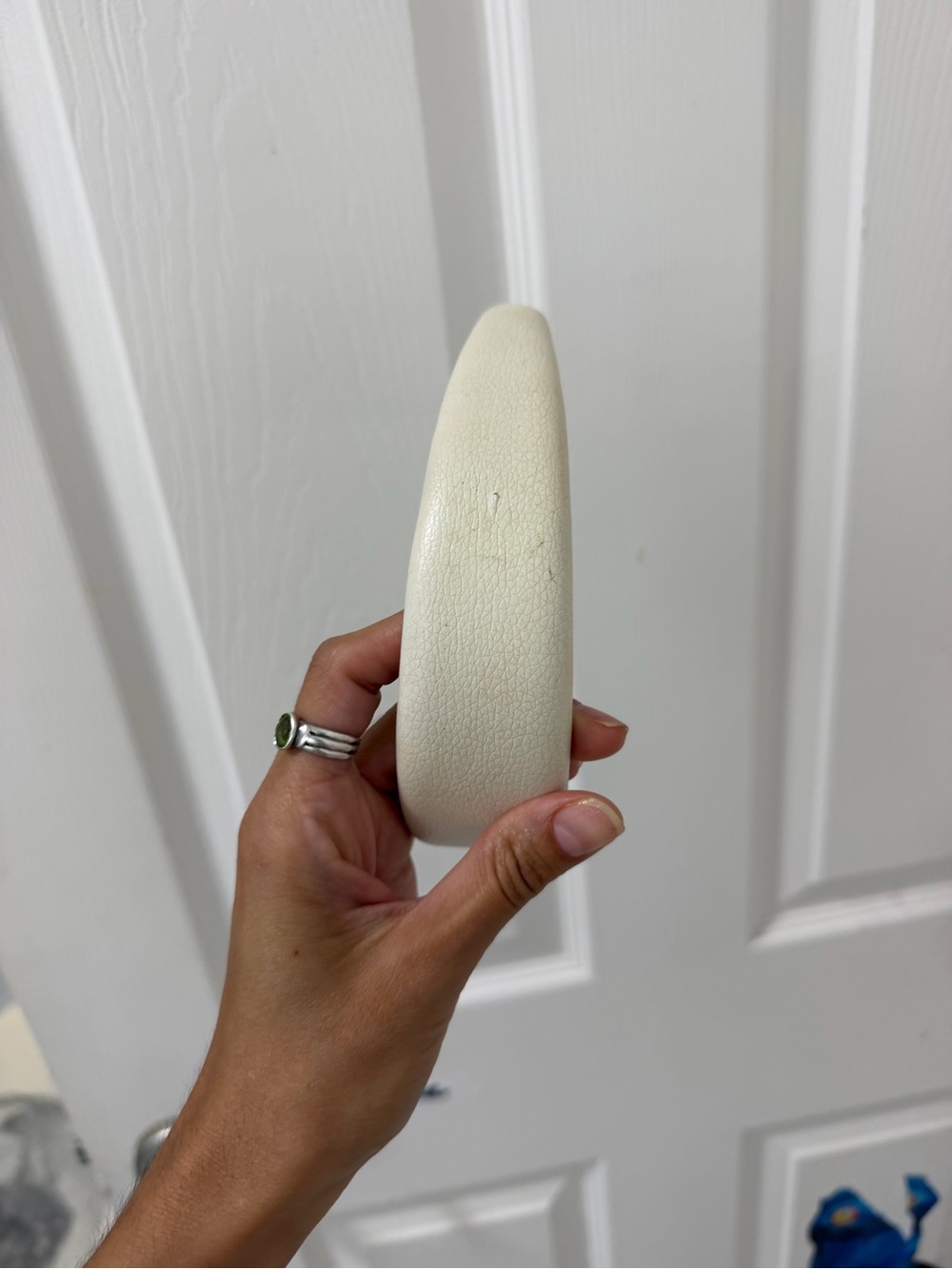 CHANEL Cream Leather Padded Headband